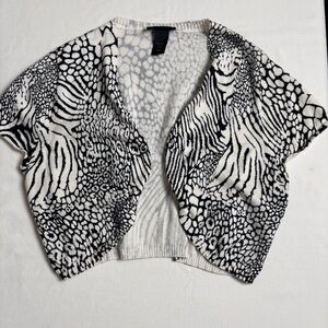 Lane Bryant Black and White Animal Print Cardigan-14/16W